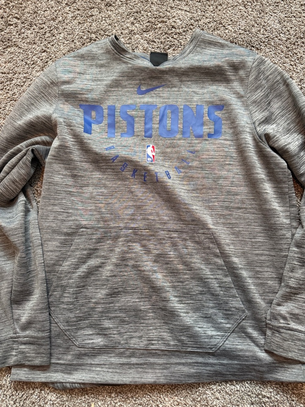 Nike Gray Crewneck Sweatshirt with Blue Pistons Logo